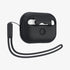 ACS05479 - Apple AirPods Pro 2 Case Silicone Fit + strap in black showing the front and side with strap